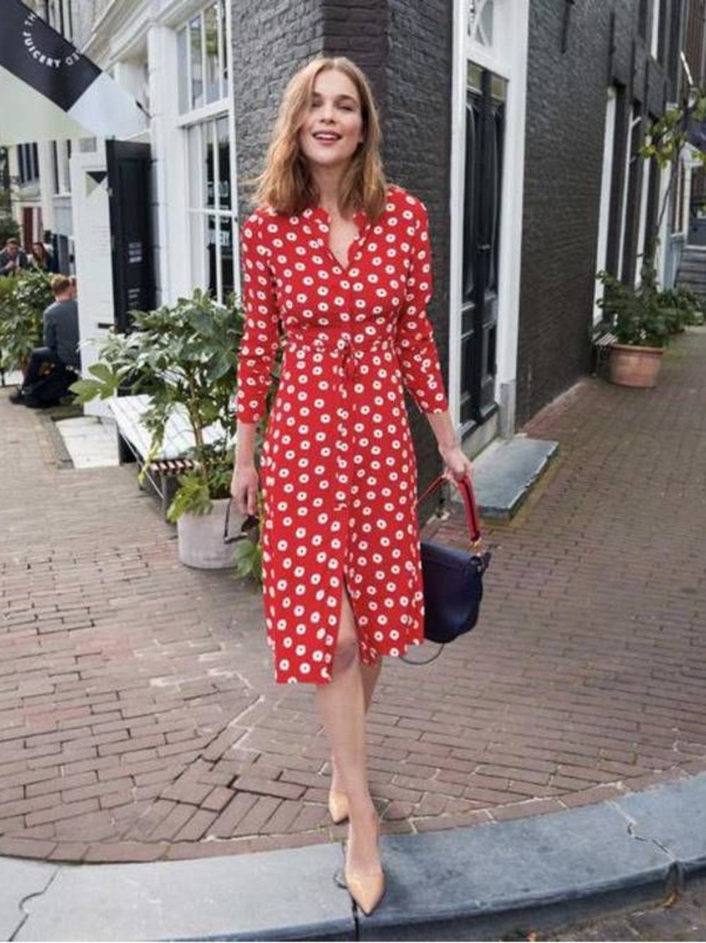 BODEN Jessica Long Sleeve Button Down Ref Polkadot Above Knee Flowy Dress - Picture 2 of 9